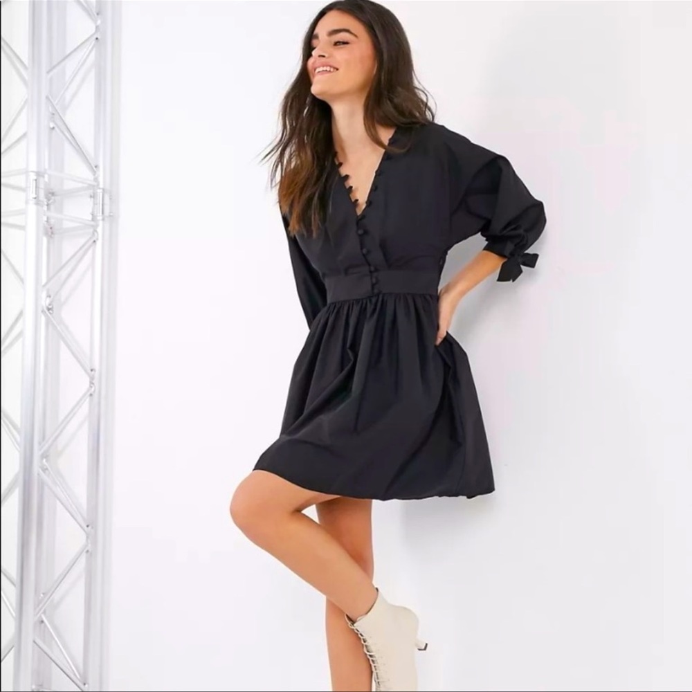 ASOS black puffy sleeve mini dress